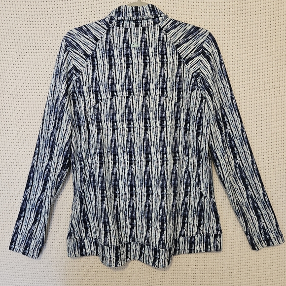 Peter Millar Lg Blue and White Striped Full Zip Workout Jacket - Picture 7 of 10